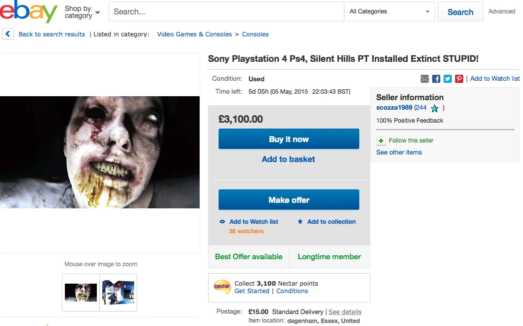 PS4 с установленным хоррор-демо P.T. идут по 244 тыс рублей на eBay - фото 1