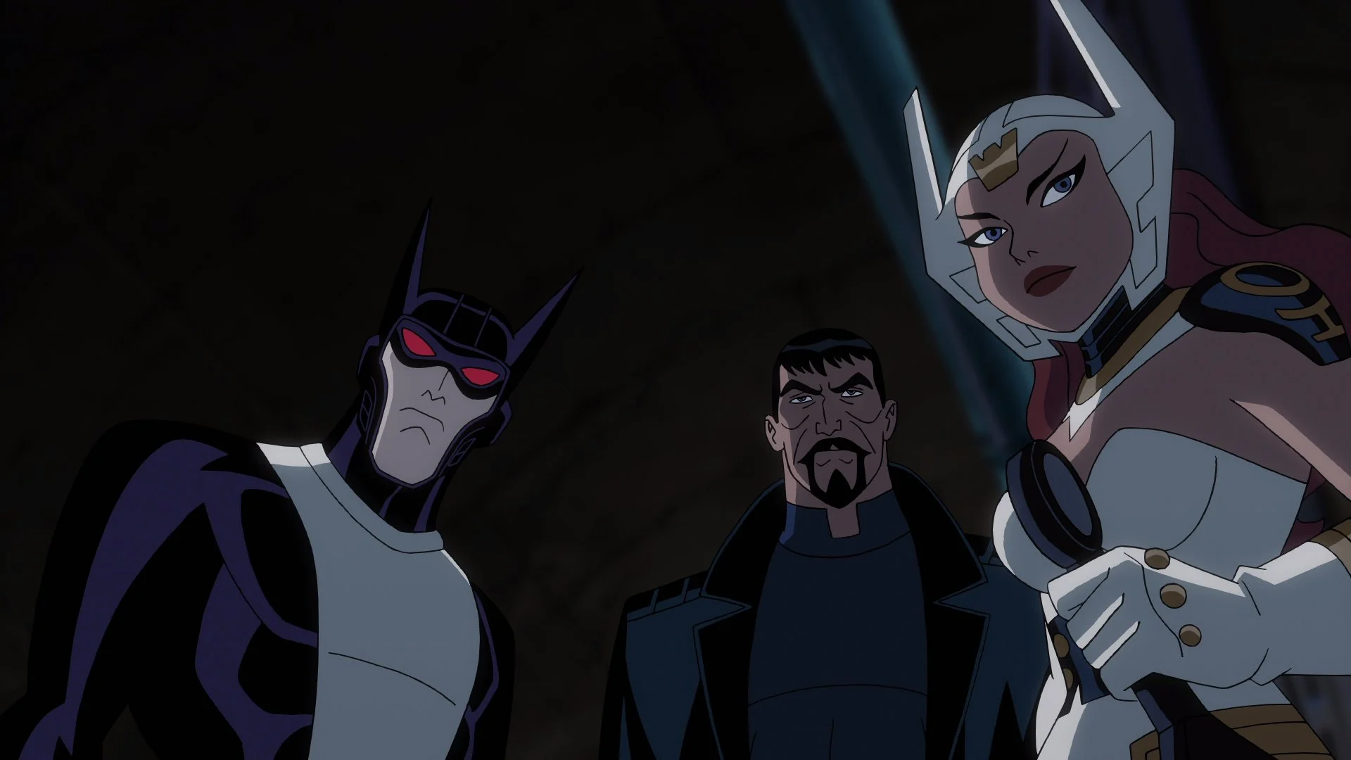 Бэтмен, Супермен и Диана (здесь ее зовут Бекка) в версии «Лига справедливости: Боги и Монстры»