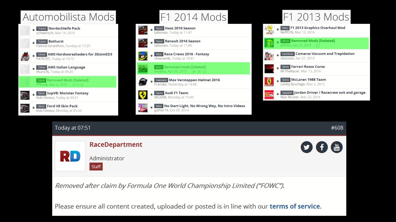 Моды «Формулы 1» убрали из Интернета за нарушение авторских прав - фото 2