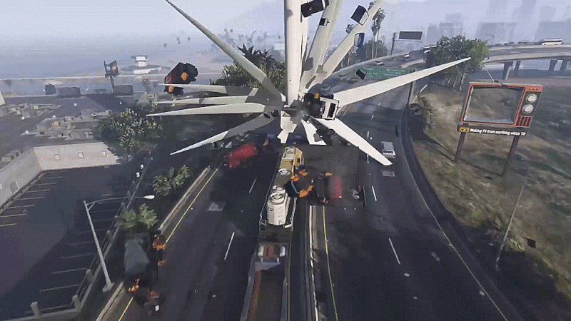 Массовые разрушения в GTA 5 с помощью ветряков - фото 1