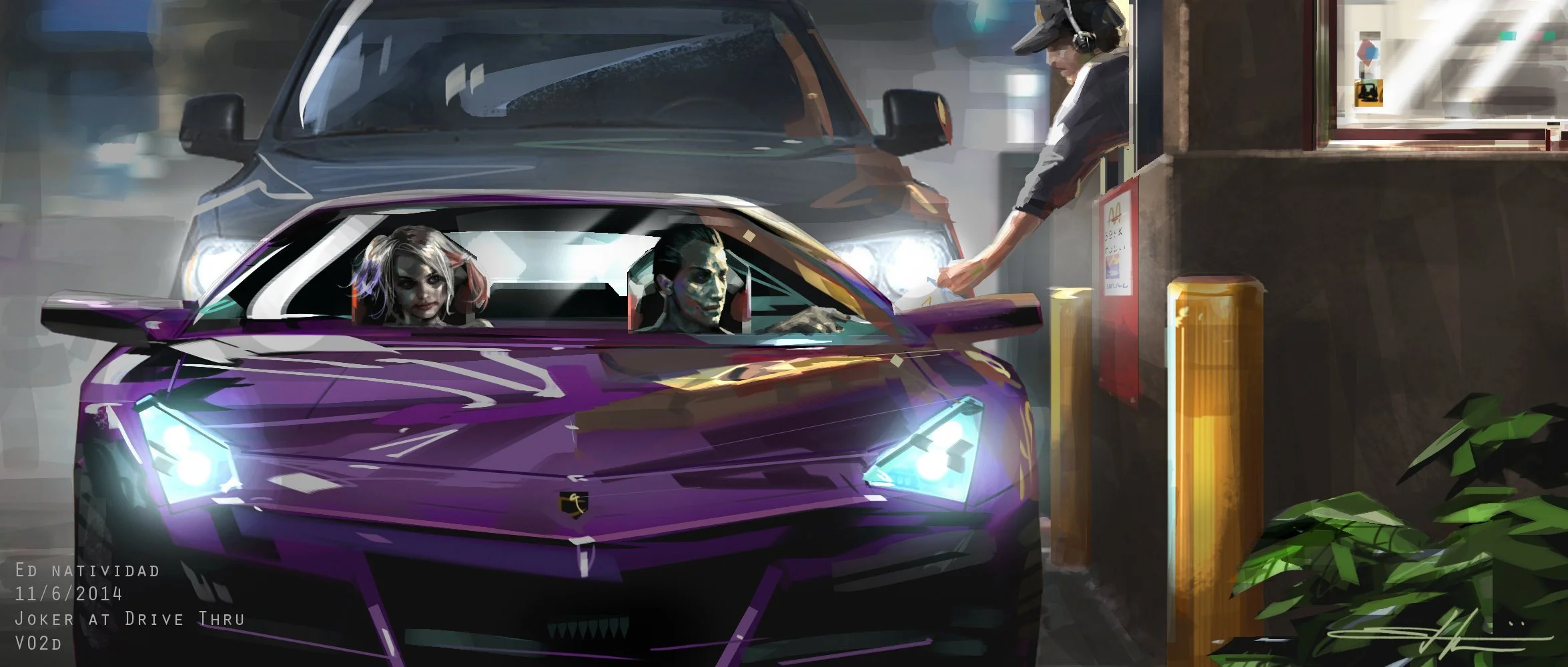 Новые концепт-арты «Отряда самоубийц» с  Джокером за рулем Бэтмобиля - фото 1