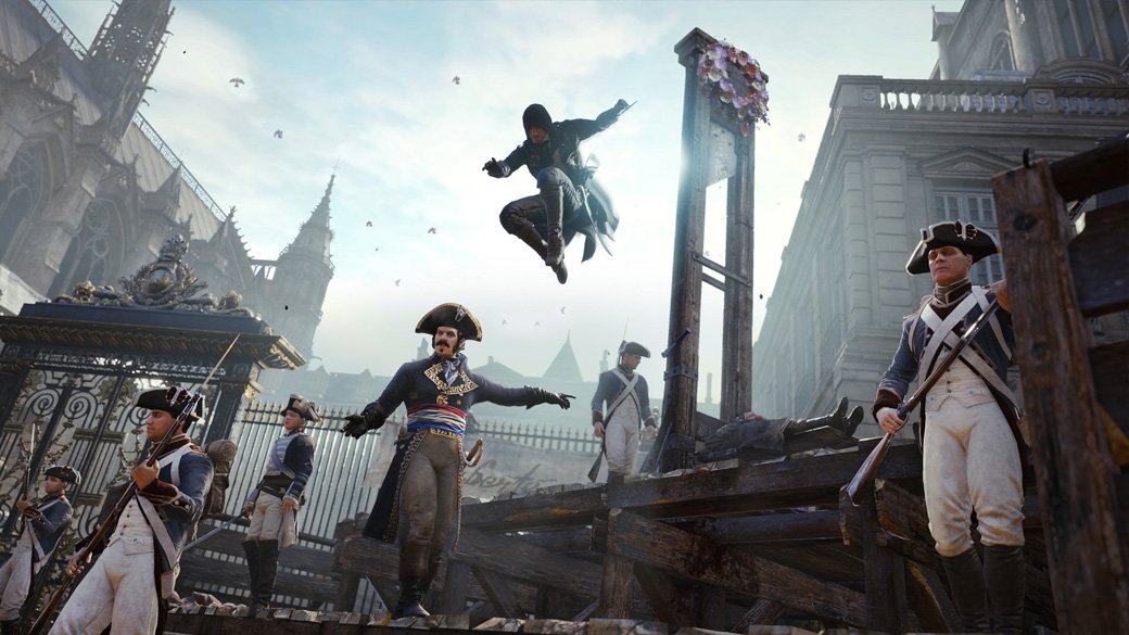 Assassin’s Creed Unity могла стать лучшей частью серии: яркие персонажи, характерный парижский флер, завязка, выдержанная в духе «Отверженных» и «Пиратов Карибского Моря». Вас за руку водят по пышным французским дворцам, дают прогуляться по Нотр-Даму, окутывают атмосферой секретного Братства – впервые за много лет главным героем становится не какой-то оборванец, а потомственный ассасин.<br />Вы вновь ощущаете причастность к чему-то большому и важному: тайная штаб-квартира, мудрые старейшины, загадочные древние ритуалы, корни которых уходят на много лет назад. Как давно мы действительно слушали, когда с экрана нам говорили о Кредо! И кажется, будто у Ubisoft в этот раз все получилось.