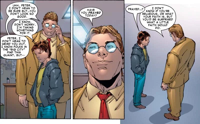 Марвеловская пародия на Супермена предлагает Паркеру помолиться.