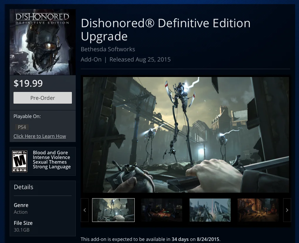 Улучшить Dishonored до Definitive Edition можно будет за полцены - фото 1