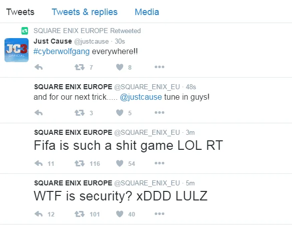 Хакеры, взломавшие Twitter Square Enix Europe, никого не повеселили - фото 3