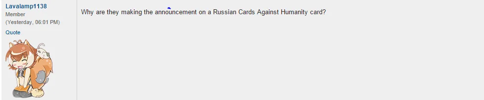 Зачем они анонсируют карточку для русской версии Cards Against Humanity? 