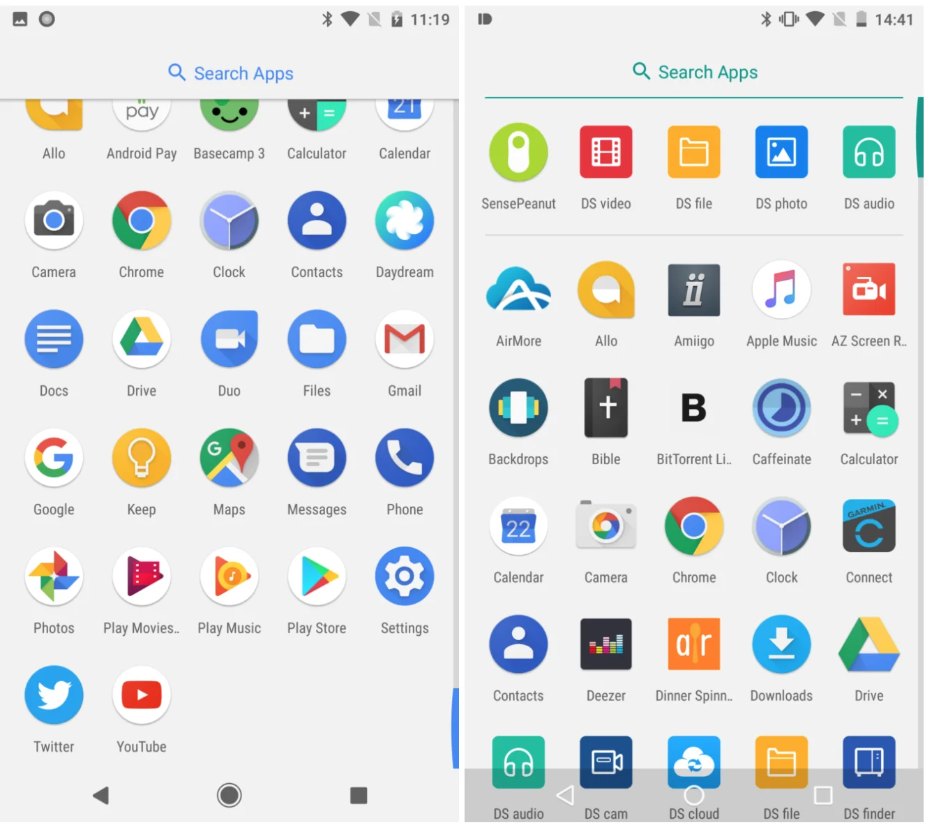 Так это выглядит в интерфейс системы. Android O — слева, Android Nougat — справа.