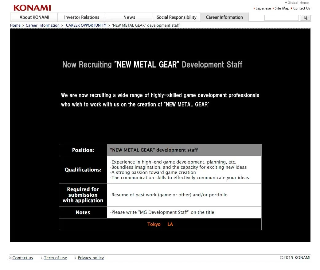 Konami ищет нового Кодзиму — по объявлению - фото 1