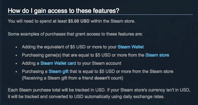 Steam ограничила функции сервиса для игроков, заплативших меньше $5 - фото 2