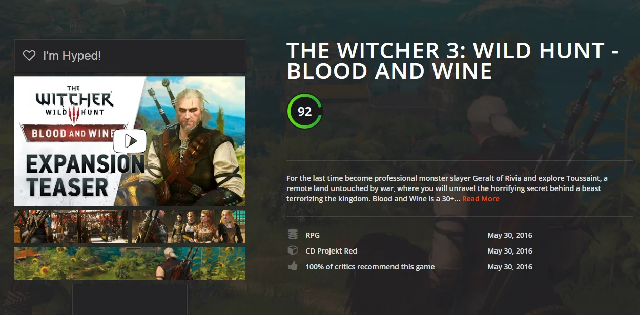 Пей до дна! Критики хвалят дополнение Blood and Wine для Witcher 3 - фото 1