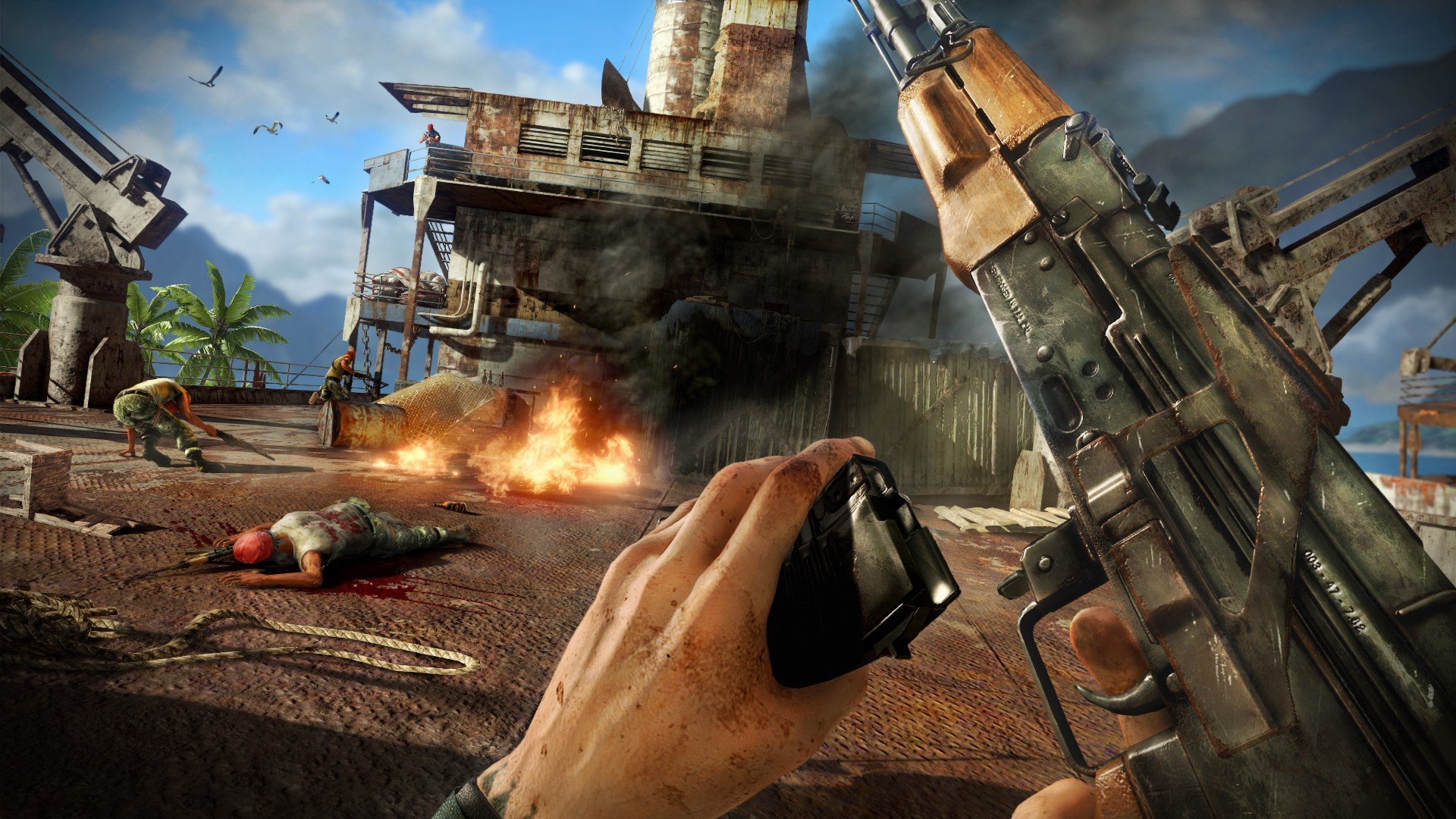 Есть несколько аналогий по поводу того, что происходит сейчас с Far Cry. Представьте, что в свое время Валентин Пикуль начал бы писать как Борис Виан и Джеймс Джойс одновременно, вместо размеренного исторического боевика живописуя говорящих мышей, вырастающие в груди орхидеи и прочий поток сознания. Ну, или как если бы у научно-познавательного сериала про охоту и рыболовство в тропиках появился торчок-продюсер со взглядом героя Гэри Олдмена из фильма «Леон-киллер» и энергетикой батарейки Duracell. «Боже, что вы снимаете? Это никуда не годится, — вопил бы он из своей нирваны. — Давайте больше хардкора, пусть вокруг будет Африка, а у героя лихорадка, малярия или черт знает что еще!». Получилось черт знает что еще, и теперь у продюсера окончательно открылись чакры: «Я понял, мы должны снять новый «Адреналин», только в тропиках».