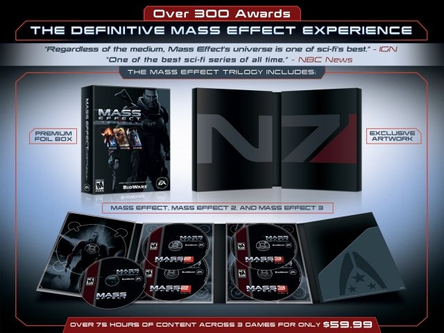 Компания BioWare обещает перевыпустить трилогию Mass Effect. В огромную коробку с пятью дисками войдет вся трилогия, ... - Изображение 1 Компания BioWare обещает перевыпустить трилогию Mass Effect. В огромную коробку с пятью дисками войдет вся трилогия, ... - Изображение 1