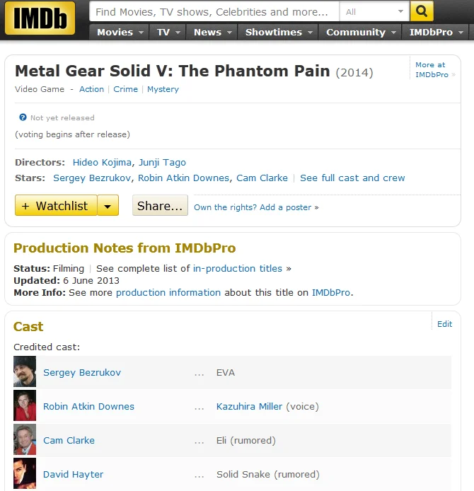 По версии IMDb роль EVA в Metal Gear Solid V досталась Безрукову - фото 1