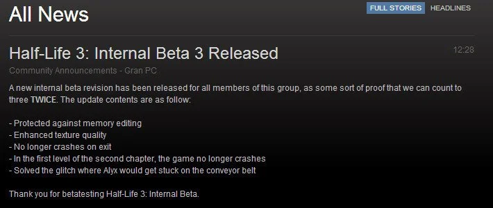 Разработчик подколол пользователей Steam бета-версией Half-Life 3 - фото 1
