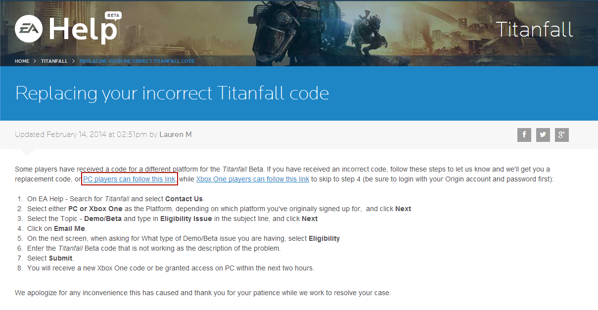 Как получить доступ к ЗБТ Titanfall - Изображение 1 Как получить доступ к ЗБТ Titanfall - Изображение 1