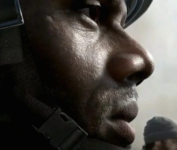 На первом снимке Call of Duty 2014 виднеются поры кожи солдата
