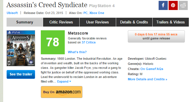 Оценки Assain`s Creed Sydicate! Не провал или мифическое занесли ? - Изображение 1 Оценки Assain`s Creed Sydicate! Не провал или мифическое занесли ? - Изображение 1