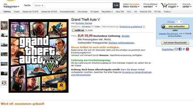 PC версия Grand Theft Auto V появилась в списках Amazon Germany и GamesOnly
Видимо Grand Theft Auto V все же появит .... - Изображение 1 PC версия Grand Theft Auto V появилась в списках Amazon Germany и GamesOnly
Видимо Grand Theft Auto V все же появит .... - Изображение 1