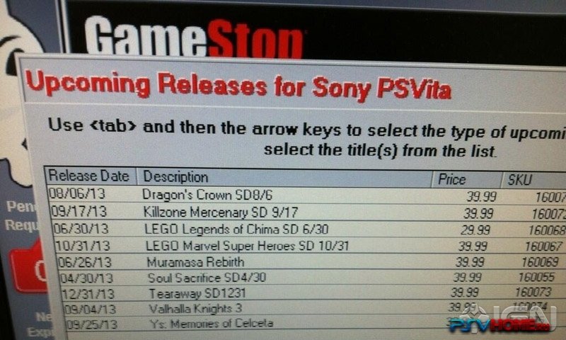 Даты релиза игр на PS Vita: утечка из GameStop или глупая подделка?Некий источник предоставил IGN фото, на котором п ... - Изображение 1 Даты релиза игр на PS Vita: утечка из GameStop или глупая подделка?Некий источник предоставил IGN фото, на котором п ... - Изображение 1