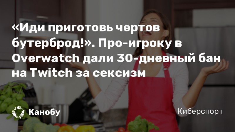 «Иди приготовь чертов бутерброд!». Про-игроку в Overwatch дали 30-дневный бан на Twitch за сексизм