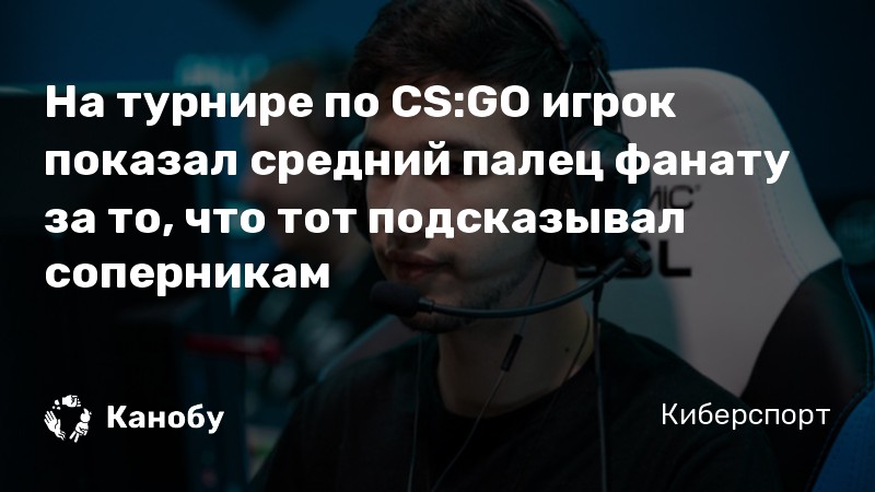 На турнире по CS:GO игрок показал средний палец фанату за то, что тот подсказывал соперникам