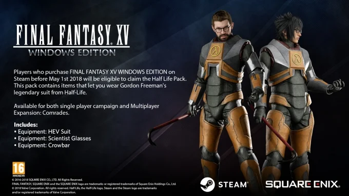 Вот это поворот! В ПК-версию Final Fantasy XV добавят костюм из Half-Life и монтировку! - фото 1