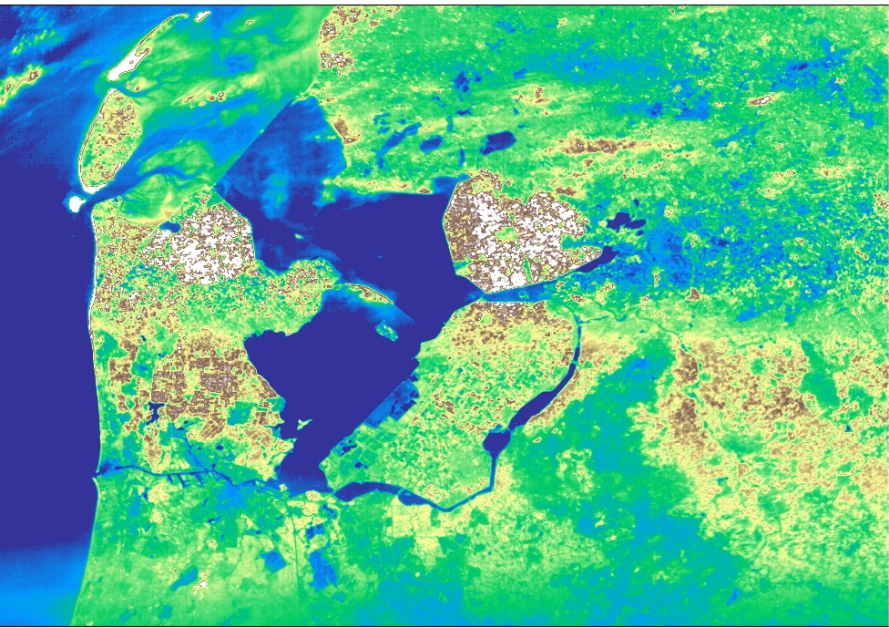 Снимок части Европы со спектральной камеры спутника, которая показывает изменения окружающей среды.