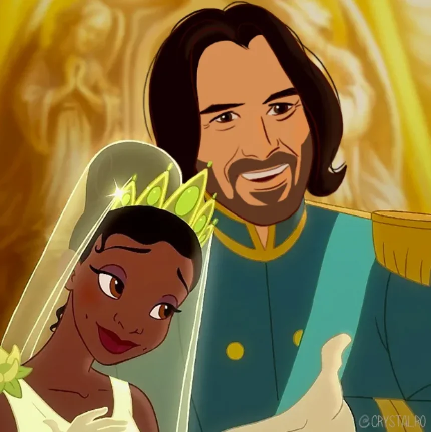 Киану Ривза нарисовали в образах Аладдина, Чудовища и других принцев из мультфильмов Disney  - фото 7
