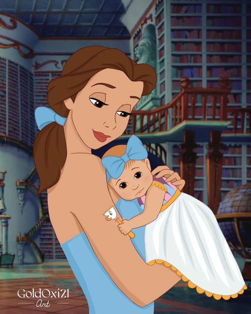 Российская художница изобразила принцесс Disney в виде мам с детьми - фото 5