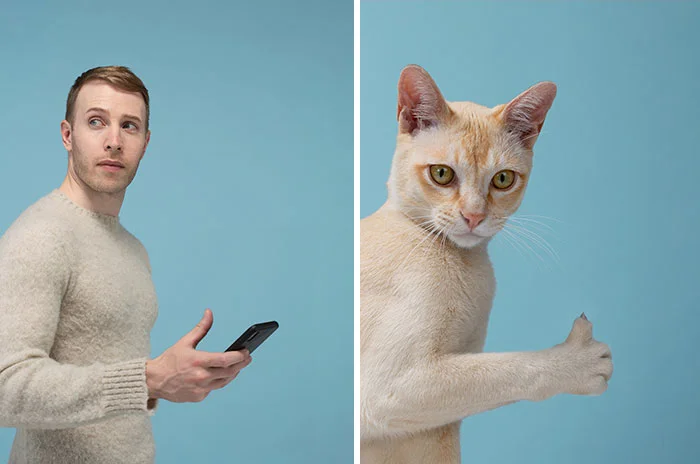Фотограф делает снимки людей и котов, которые выглядят как двойники - фото 13