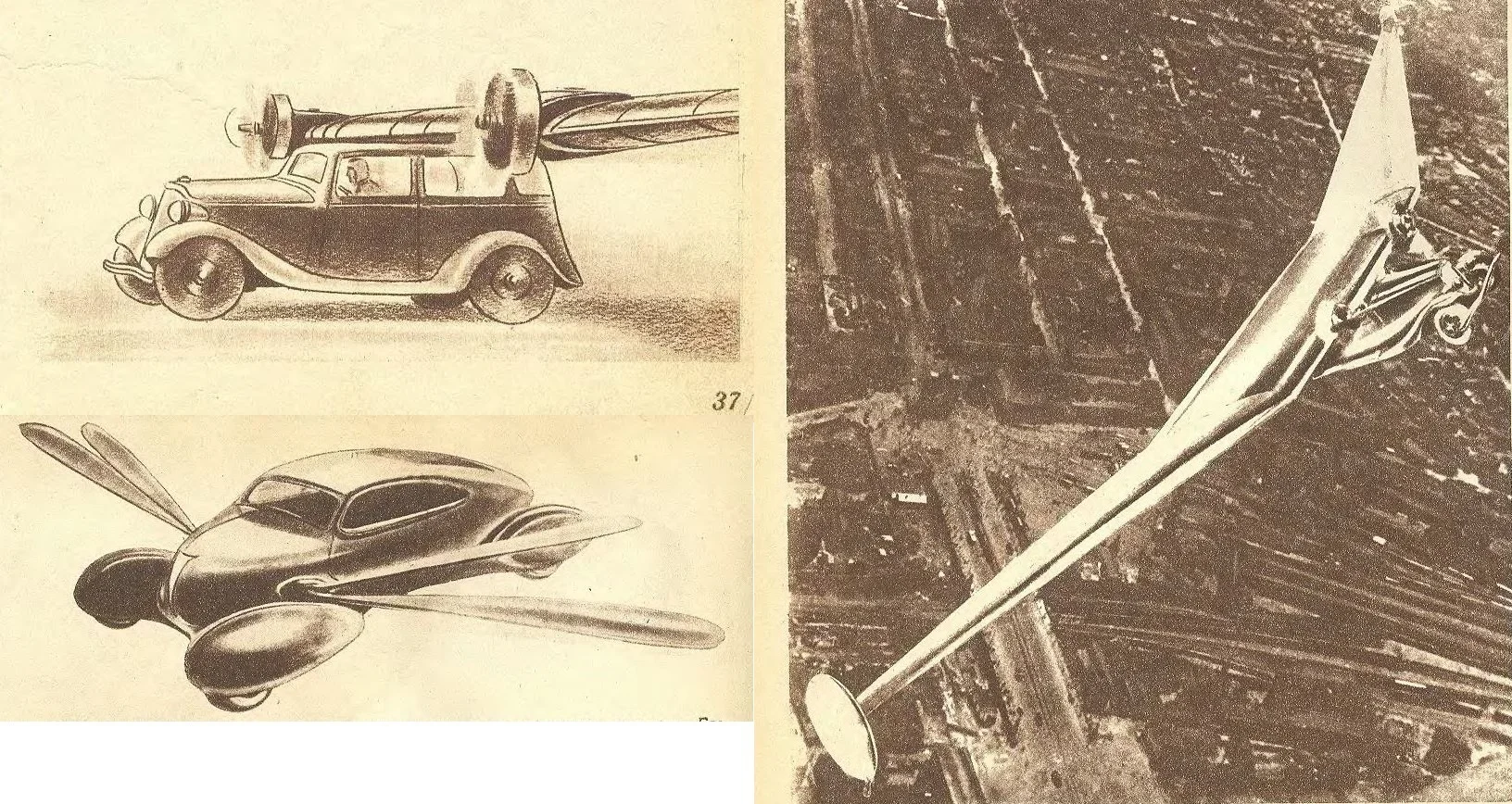 А это летающий автомобиль будущего по версии из того же 1938-го. 