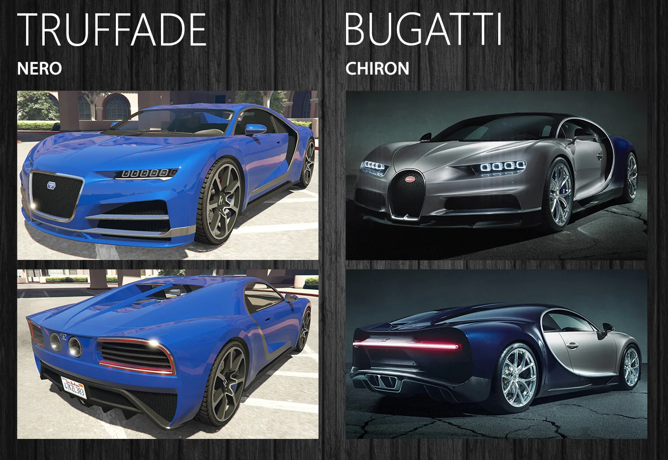 Что до [Bugatti Chiron](https://ru.motor1.com/news/265659/bugatti-chiron-mozhet-razognatsya-do-450-km-ch/), то он уже реально существует, и покупатели выстроились за ним в очереди, а в GTA машина — вот она, садись и гоняй!