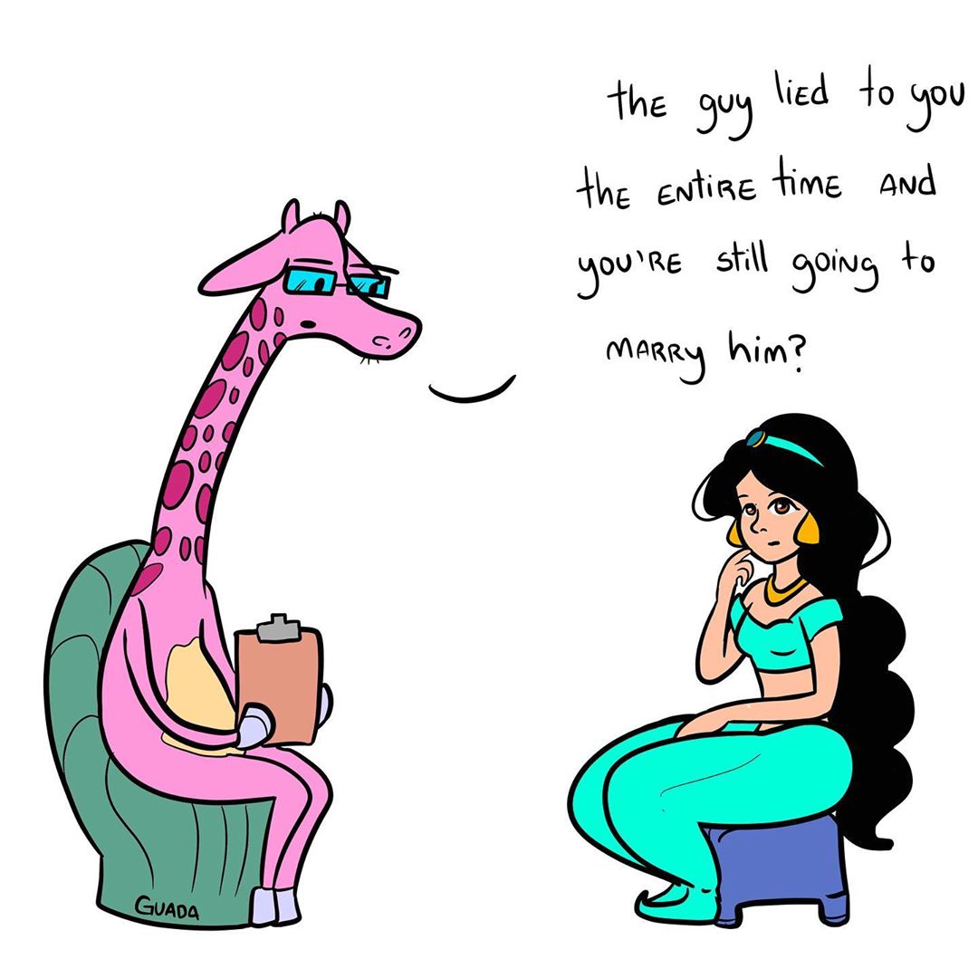 «Вы спасли Китай ради признания отца?»: художница отправила принцесс «Диснея» к психотерапевту - изображение 2 «Вы спасли Китай ради признания отца?»: художница отправила принцесс «Диснея» к психотерапевту - фото 2