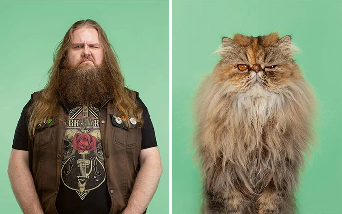Фотограф делает снимки людей и котов, которые выглядят как двойники - фото 5