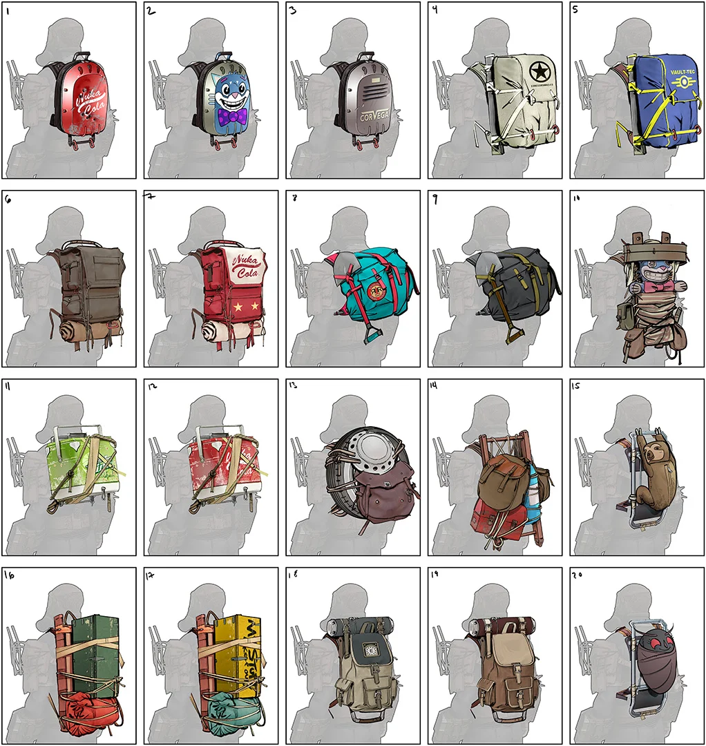 Разработчики показали различные концепт-арты рюкзаков, хотя и не все они войдут в игру