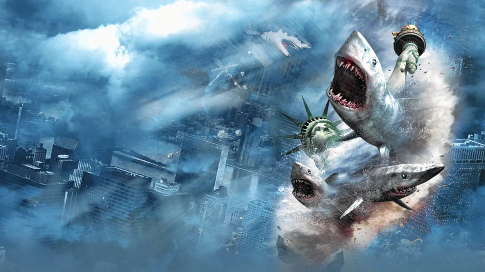 19 августа вышла финальная часть франшизы «Шаркнадо» — The Last Sharknado: Itʼs About Time. На этот раз главные герои сражались с акулами в разных временных эпохах — на Диком Западе, в Средневековье и даже во времена динозавров. В честь этого мы решили вспомнить заведомо плохие фильмы, которые, тем не менее, бывает весело посмотреть в компании. Кино в этой подборке не рекомендуются к просмотру никому.