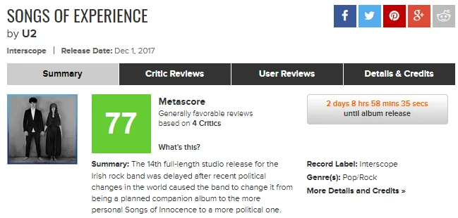 «Сильнейший в этом столетии»: мнения критиков про новый альбом Songs of Experience от U2 - фото 2