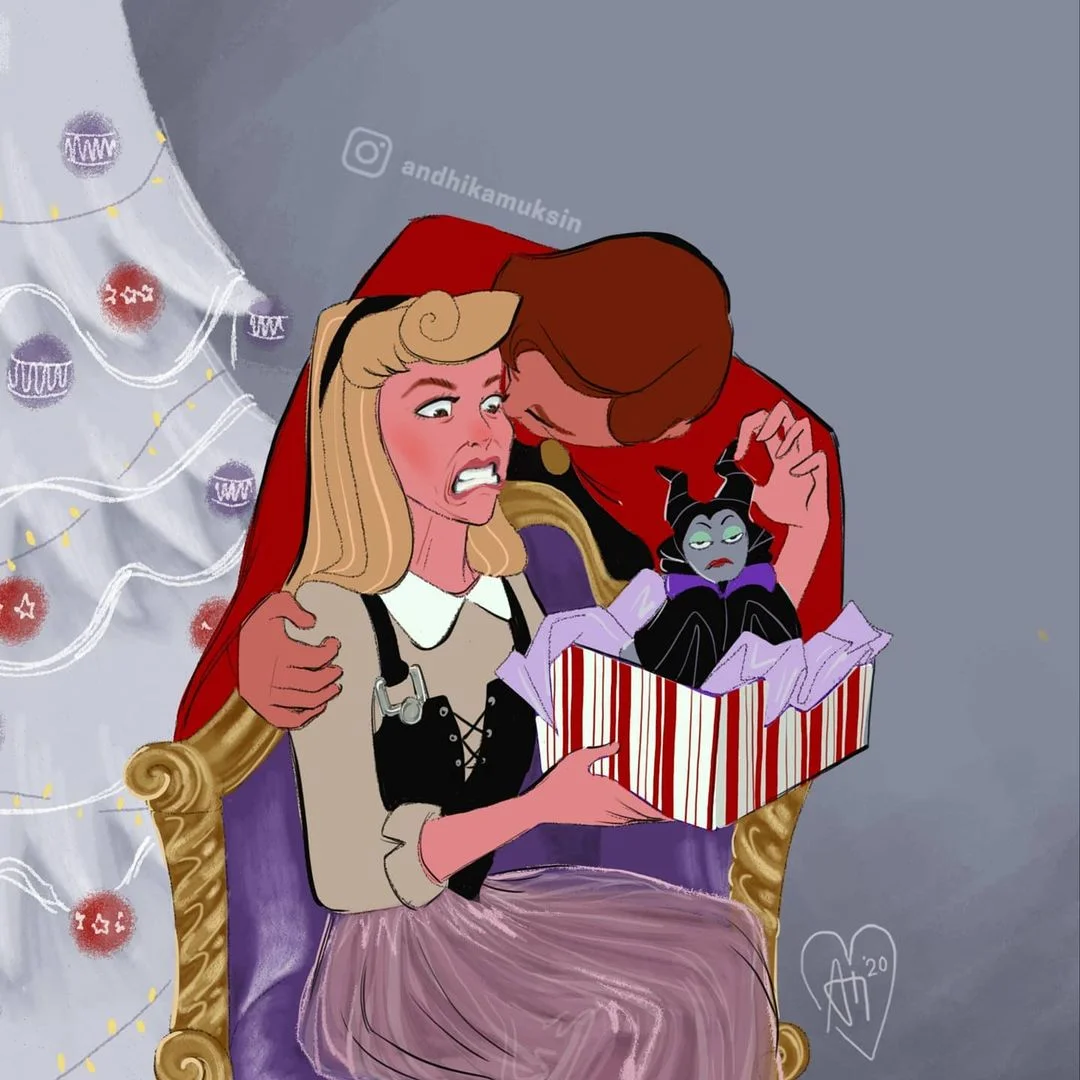 Злые и нетрезвые: честные арты о том, как принцессы Disney отмечают Новый год - фото 2