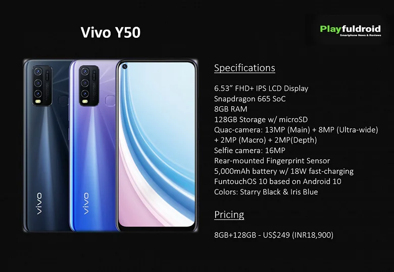 Представлен Vivo Y50: бюджетный смартфон с батареей на 5000 мАч - фото 1