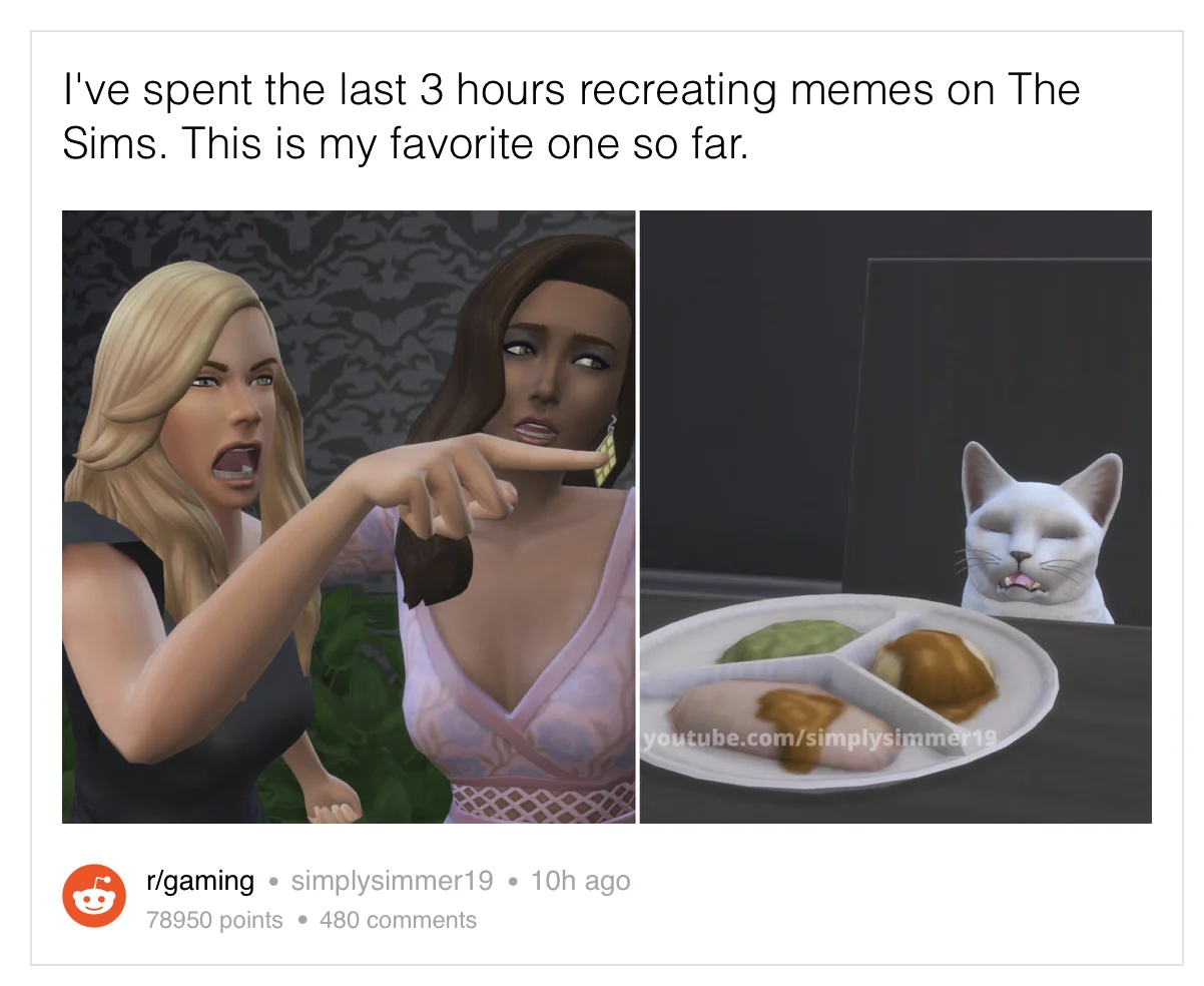 Девушка-геймер воссоздала известный мем в The Sims 4 - фото 1