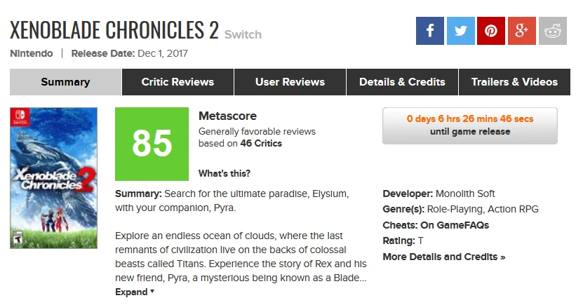 Первые отзывы критиков о Xenoblade Chronicles 2 для Nintendo Switch! Не шедевр, но... - фото 2
