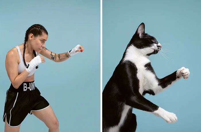 Фотограф делает снимки людей и котов, которые выглядят как двойники - фото 14