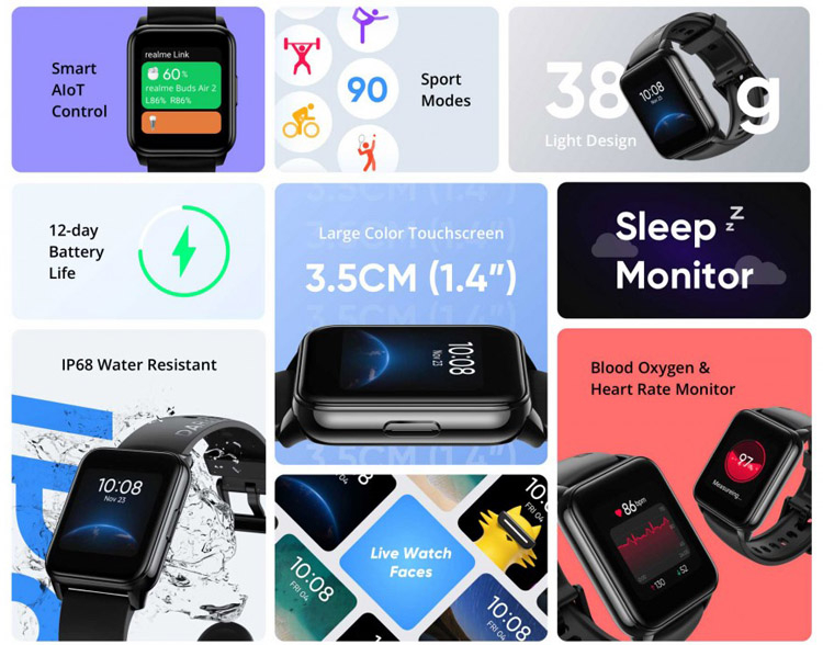 Представлены смарт-часы Realme Watch 2 с датчиком кислорода в крови - фото 2