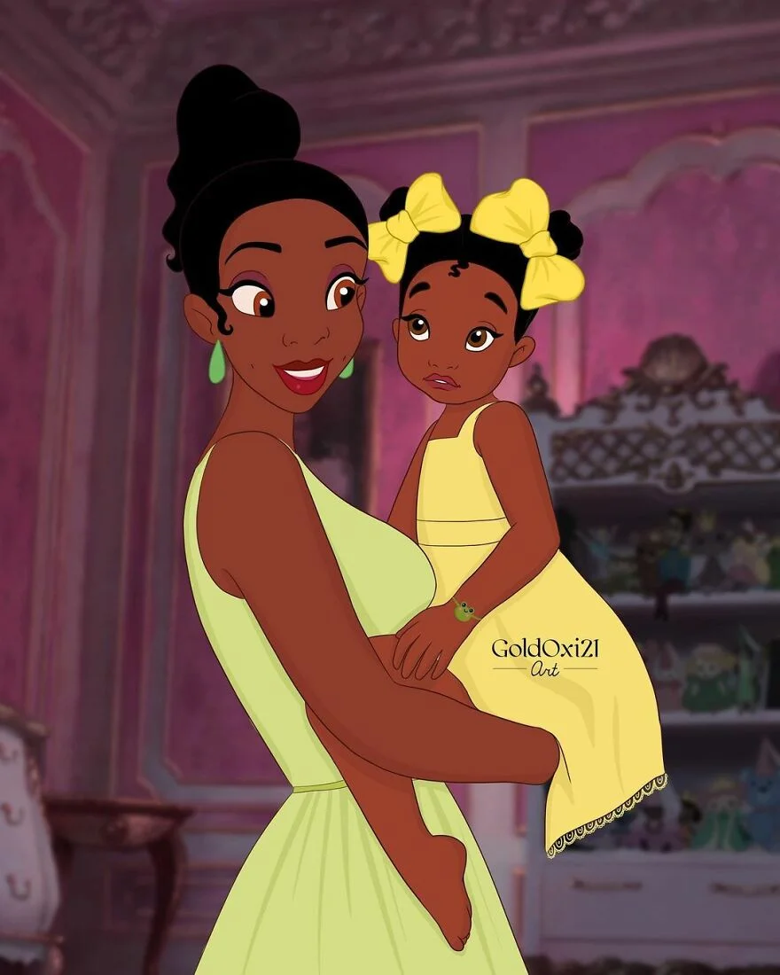Российская художница изобразила принцесс Disney в виде мам с детьми - фото 1