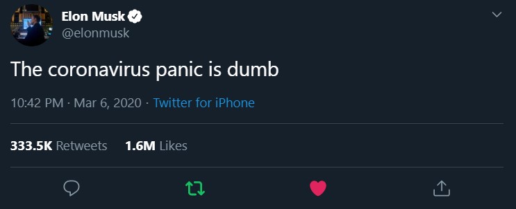 Илон Маск назвал глупостью панику из-за коронавируса - фото 1