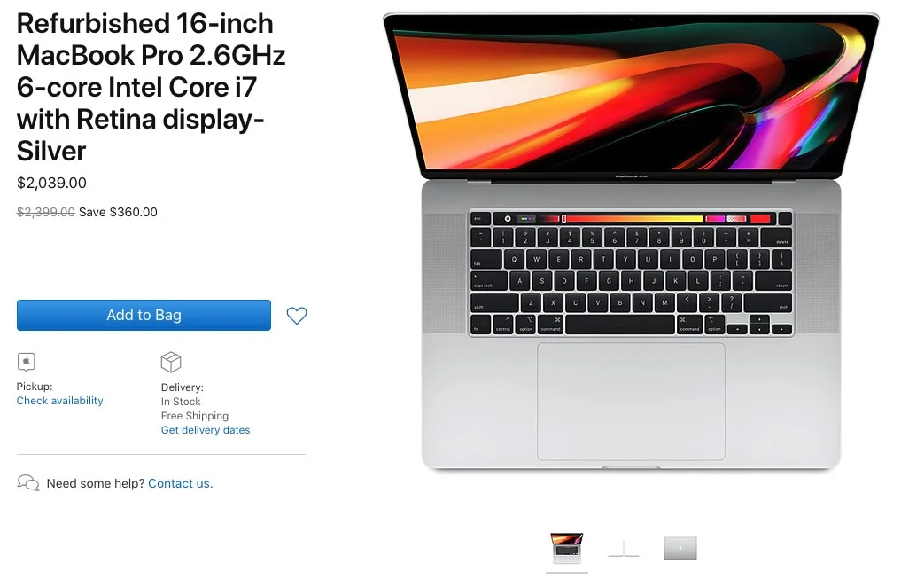 Apple начала продавать восстановленные 16-дюймовые MacBook Pro - фото 1