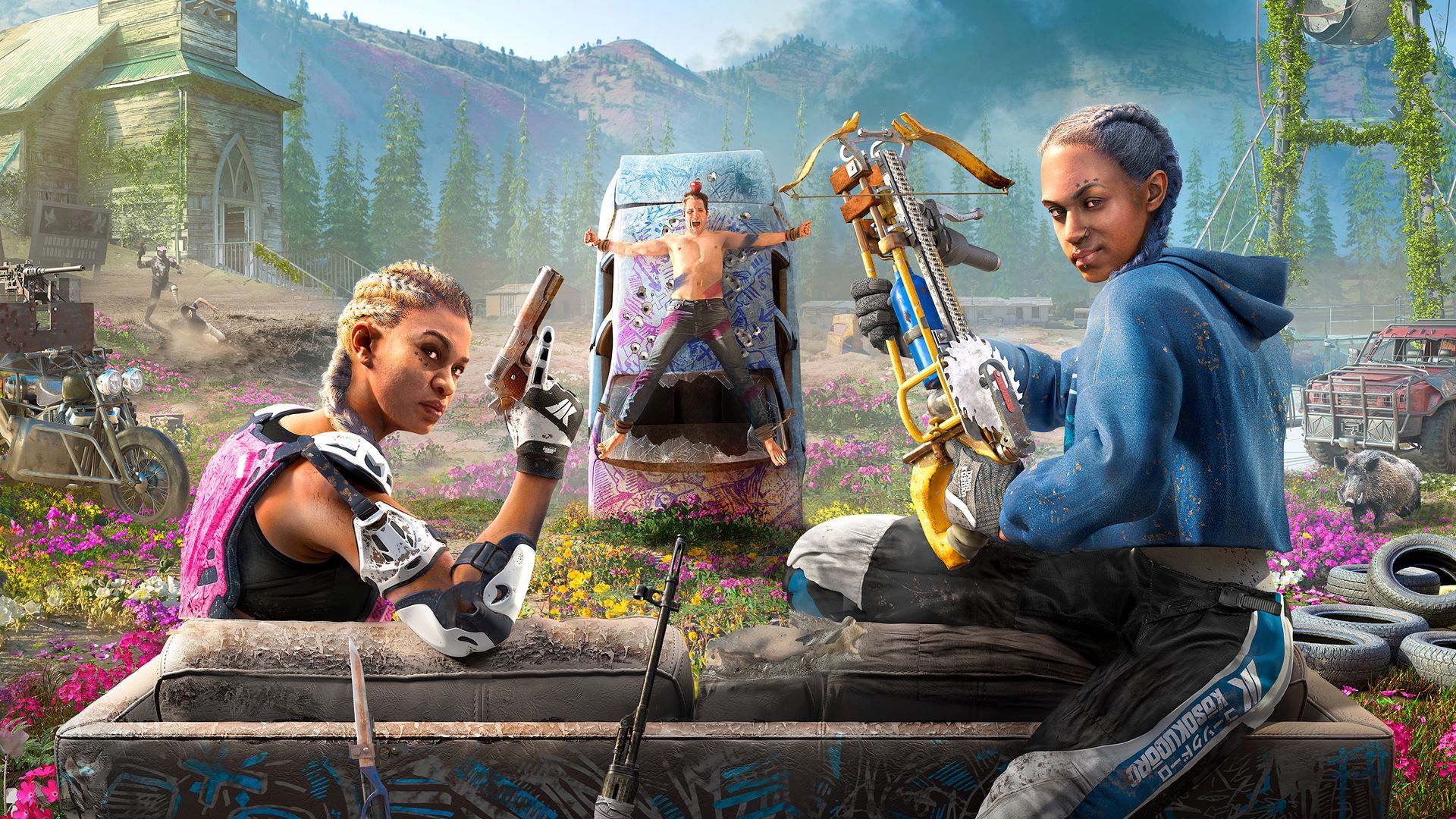 Far Cry: New Dawn — это все еще Far Cry. Можно сколько угодно шутить про ее схожесть с Rage 2 или про «Fallout от Ubisoft», но даже постапокалипсис никак не изменил серию, что даже забавно. Похожа она только на саму себя. Но разве это кого-то удивляет? У Far Cry нет причин меняться, а в New Dawn стоит играть только тем, кому мало пятой части. Объясняю, почему.