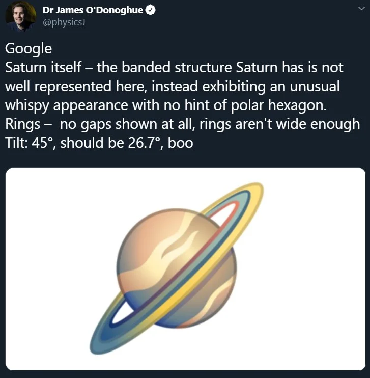 Эмодзи Сатурна нарисованы с ошибками. Вопрос изучил ученый-планетолог - фото 3