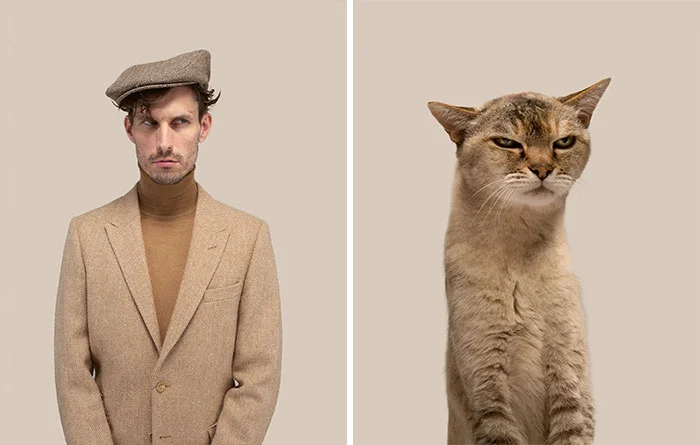 Фотограф делает снимки людей и котов, которые выглядят как двойники - фото 7