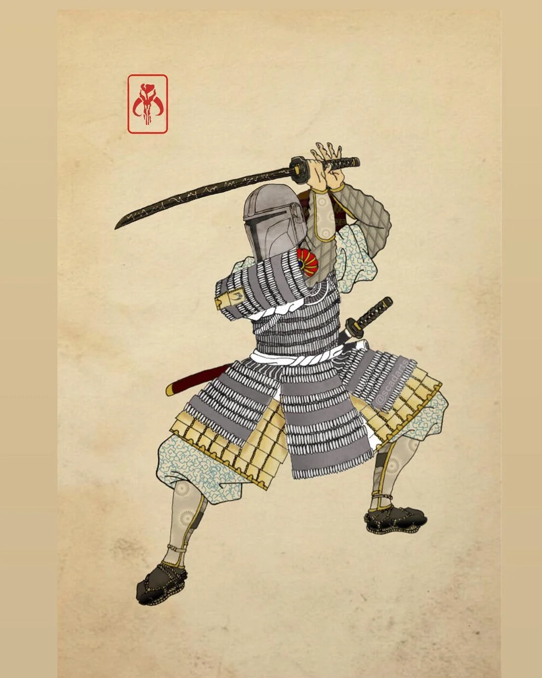 Мандалорец, Асока Тано, Дарт Мол: художник показал персонажей «Звездных войн» в стиле древней Японии - фото 1